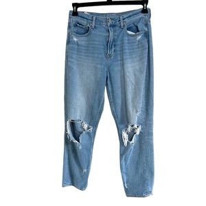 American Eagle Womens Mom Jeans Faded Distressed Size 8